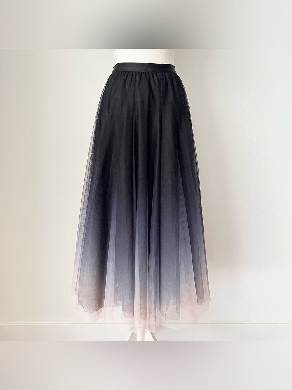 NWT Pinkyotto Tulle Full Maxi Skirt OS Black Pink Ombre Balletcore Feminine